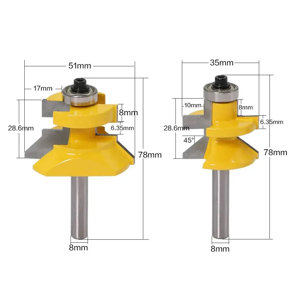 Fréza 2-dílná sada stopkových fréz na palubky - stopka 8mm